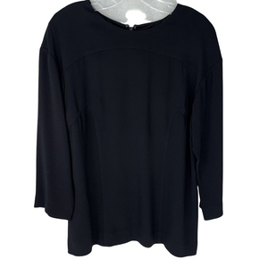 Brooks Brothers Fitted Black Top Blouse Lined Mid Length Sleeves Size 10